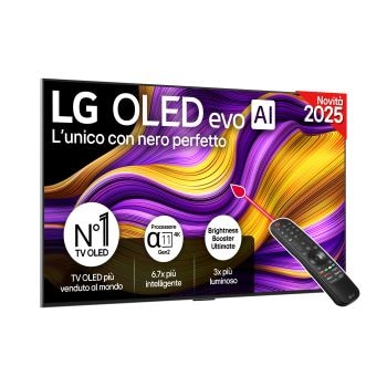 Vista frontale di una TV 55 pollici LG OLED evo AI G5 4K Smart TV 2025 OLED55G54LW